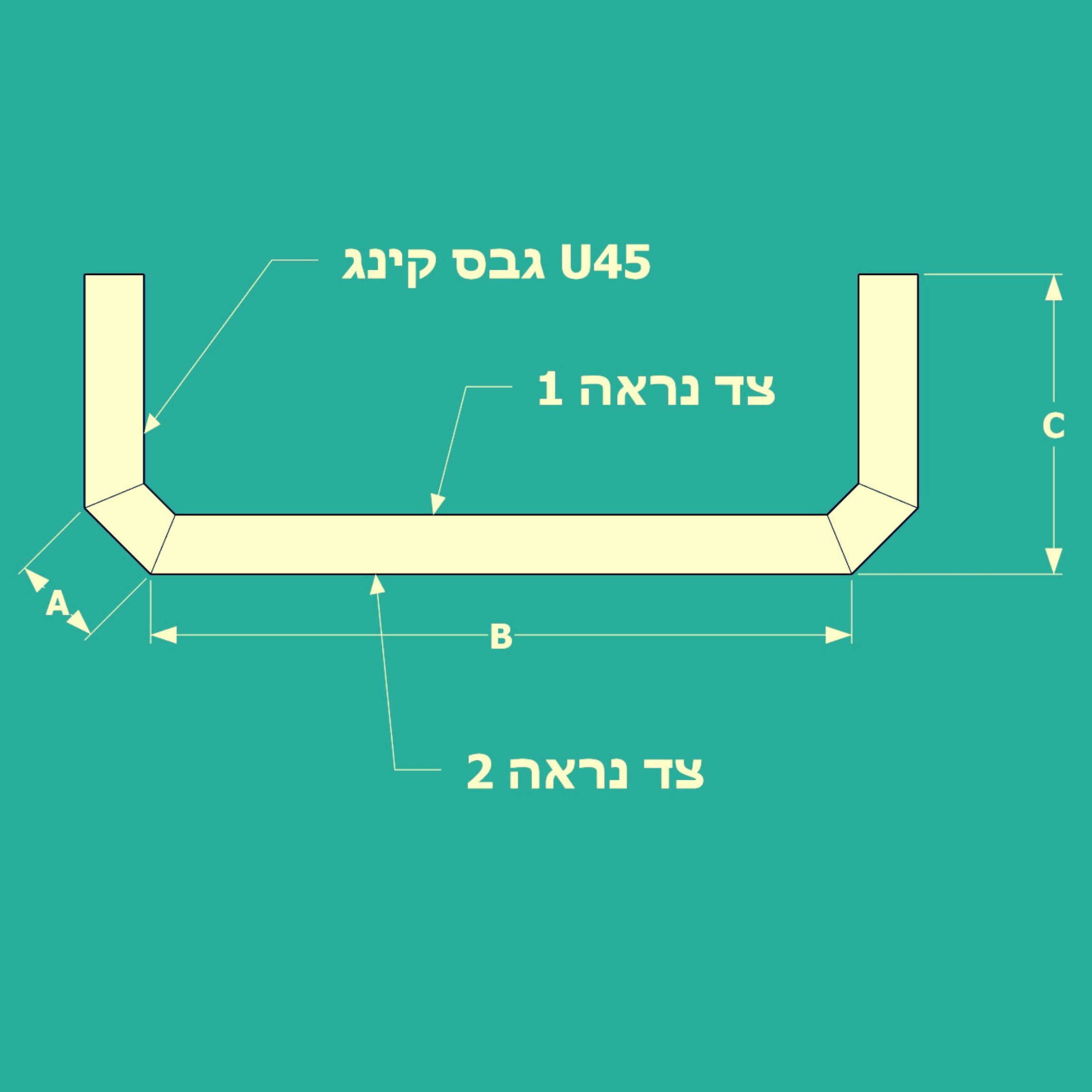תעלת גבס 45 מעלות